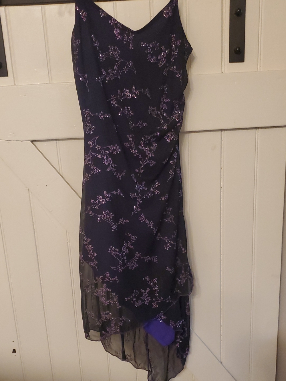 Purple Floral Asymmetric Slip Dress